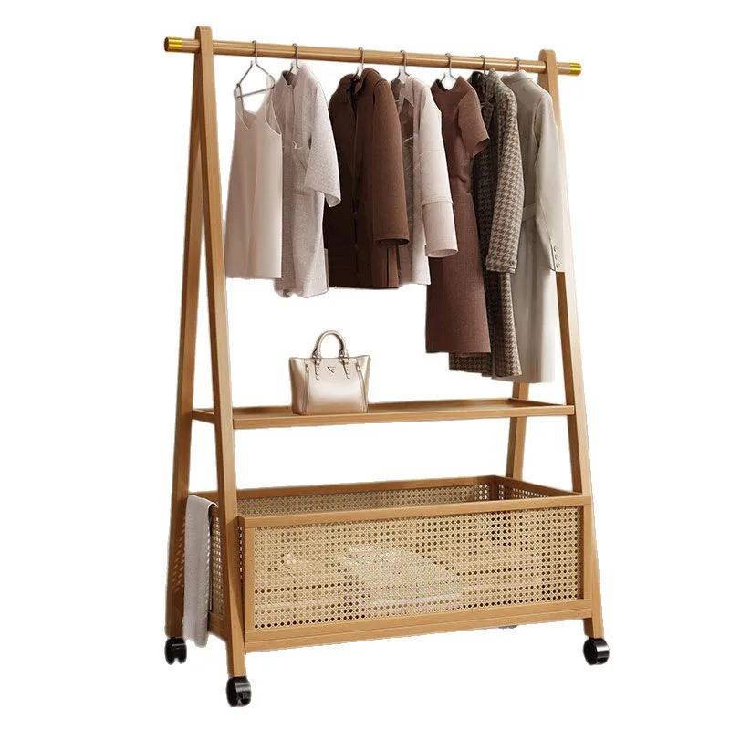 

Floor-to-ceiling bedroom household clothes hanging wooden hanger clothes drying hat simple medieval clothes rack