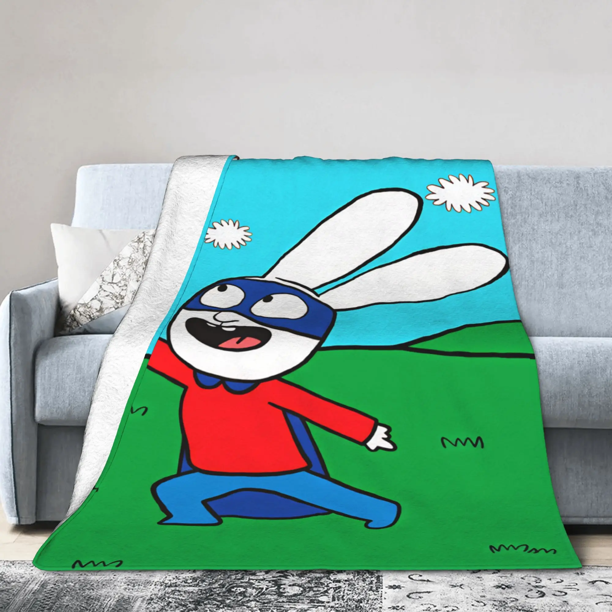 Simon Super Rabbit  Warm Soft Blanket  Airplane Travel Plush Throw Blanket Funny Living Room Flannel Bedspread Sofa Bed Cover