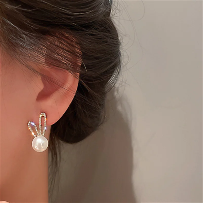 

Elegant Bijou Fashion Pearl Rabbit Ears stud Earrings for Women Girl Gift Jewelry Wholesale