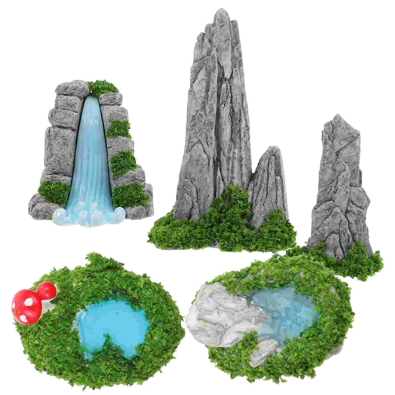 

5 Pcs Micro Landscape Rocks Decor Pond Aquarium Garden Ornament Resin Exquisite Craft Miniature Fairy