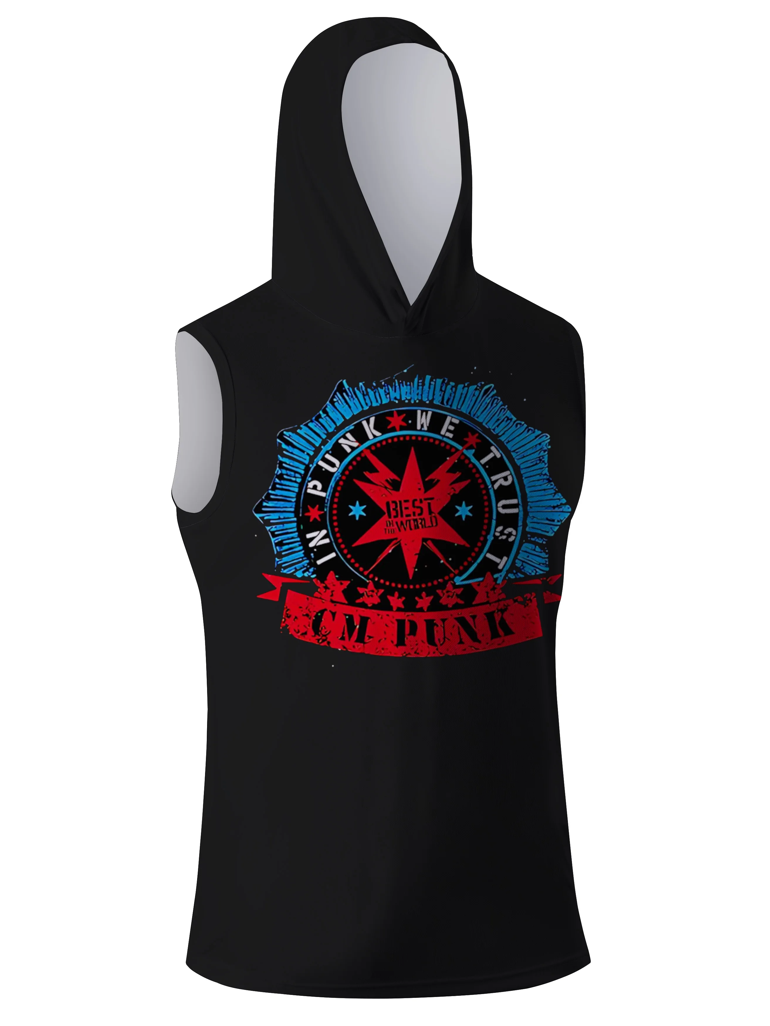 

Summer 3D Print WWE CM Punk Print Hooded Vest Fashion Sports Outdoor Fitness Breathable Quick Drying Plus size Men's T-shirt