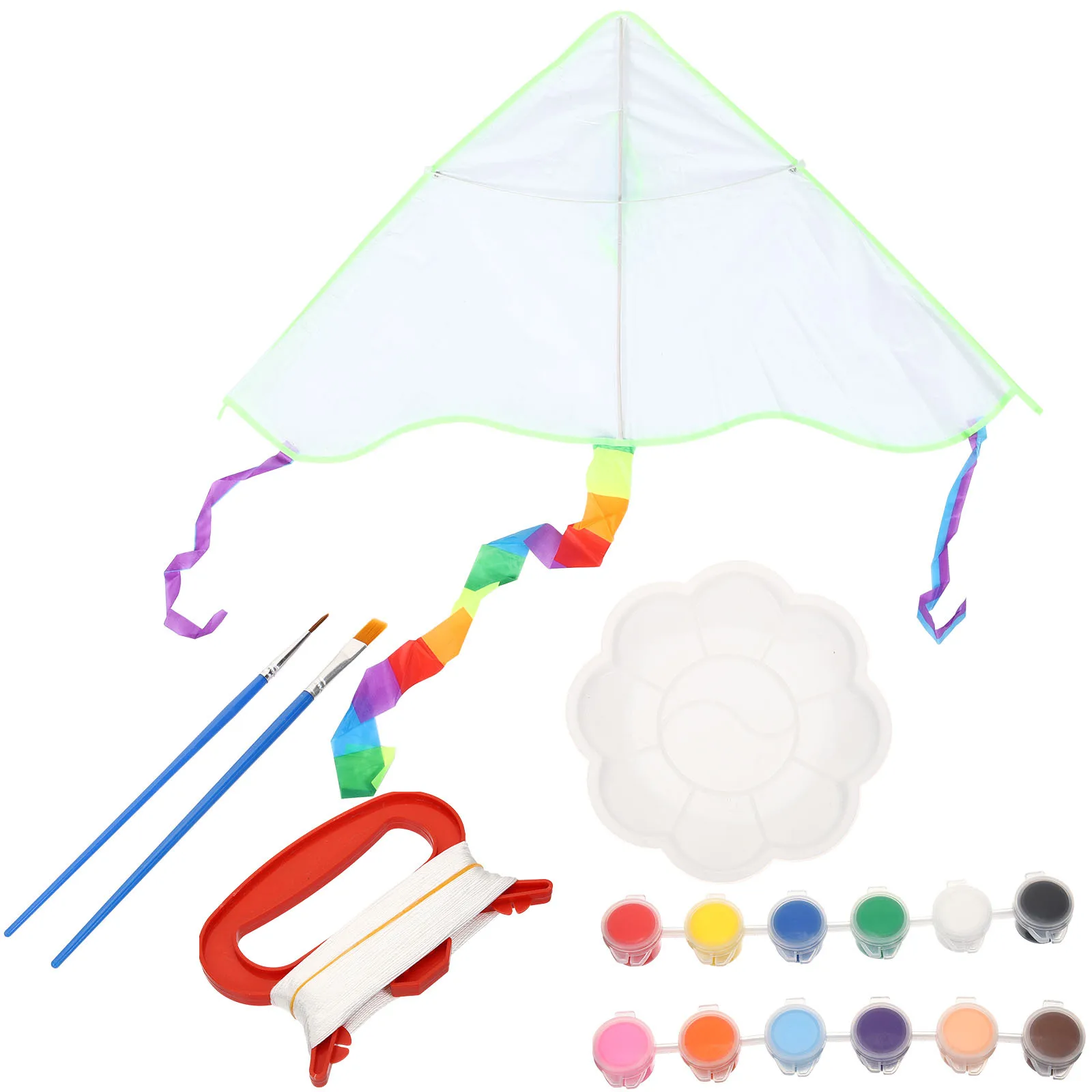 1 set doe-het-zelf materiaalset voor kinderen van 4 tot 8 jaar, blanco schilderknutselpakket, interactieve tekeningvlieger voor buitenpark strandvliegen,