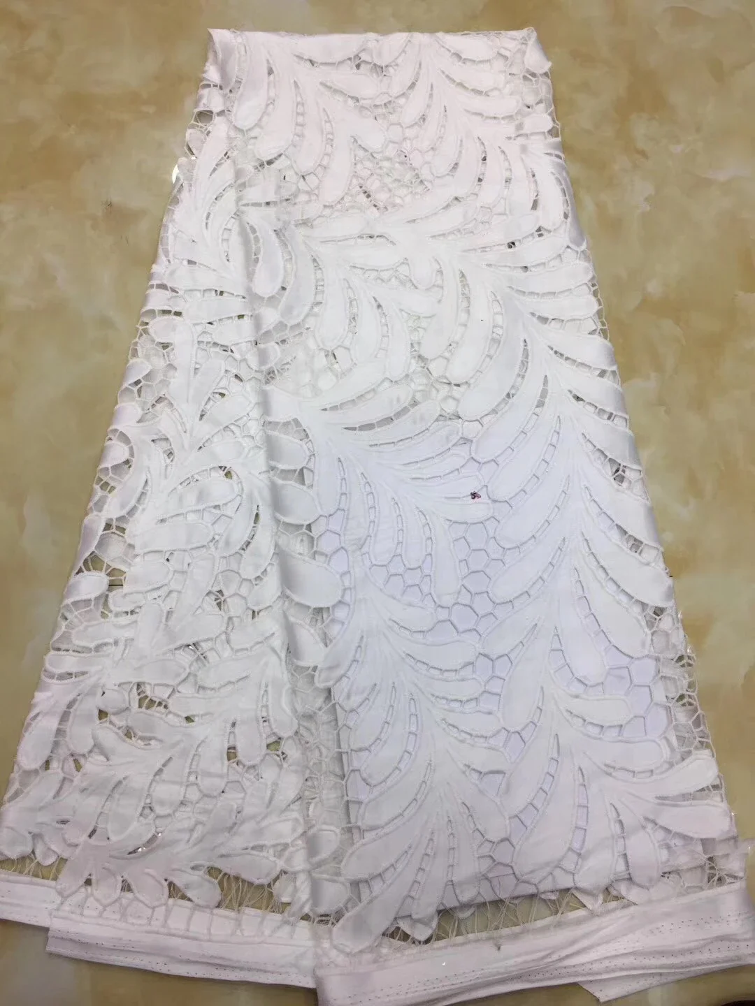 

High quality African guipure lace fabric for sewing african cord lace fabric/water soluble lace with beads for wedding CD86