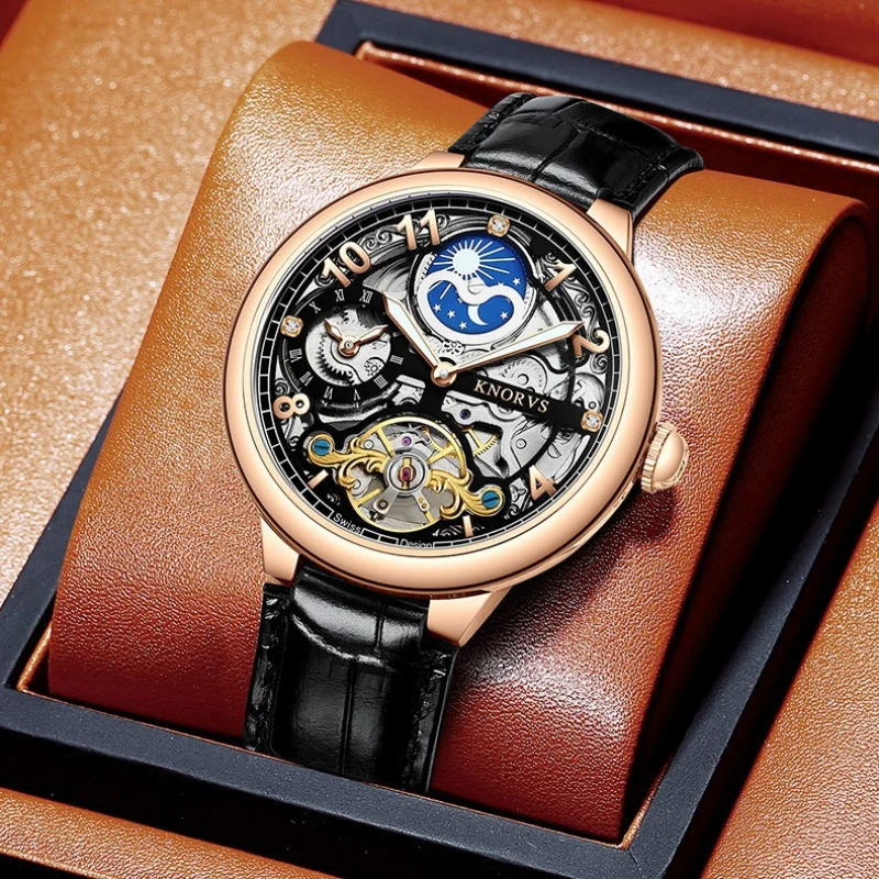 Free ShippingKNORVSAutomatic Hollow 's Mechanical Tourbillon Fashion 's Men's Watch