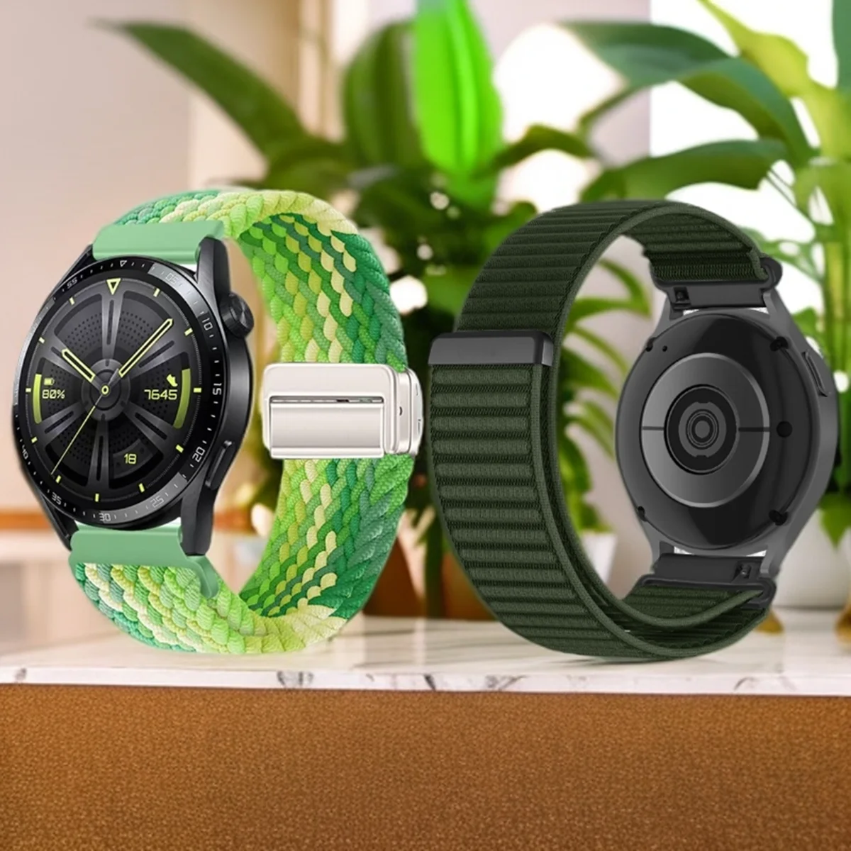 2 قطعة حزام مضفر مغناطيسي + حزام الفيلكرو لساعة هواوي GT6 GT5 GT4 الفرقة للمرأة رجل النايلون حزام (استيك) ساعة لساعة Garmin venu