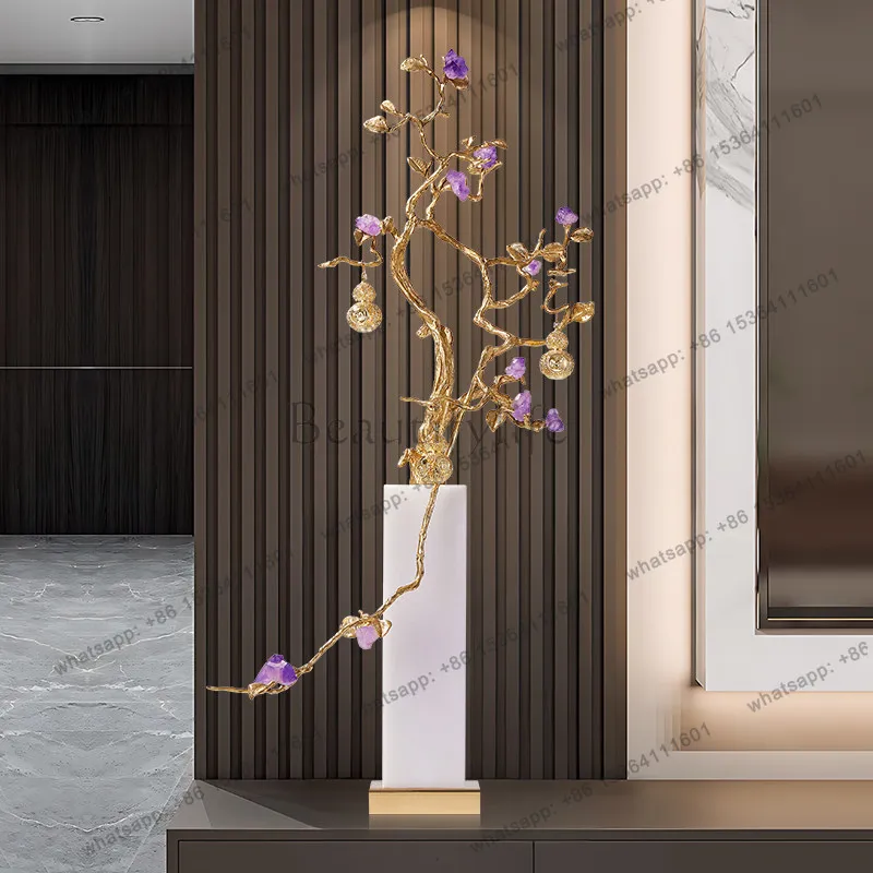 Light luxury amethyst fortune tree ornament high-end living room large floor
