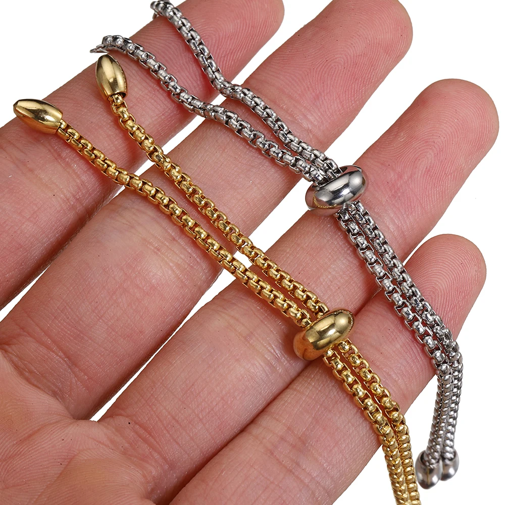 5pcs 3pcs Stainless Steel Adjustable Slider Bracelet Snake Chains for Jewelry Making DIY Metal Loops Connector Pendants Findings image 6