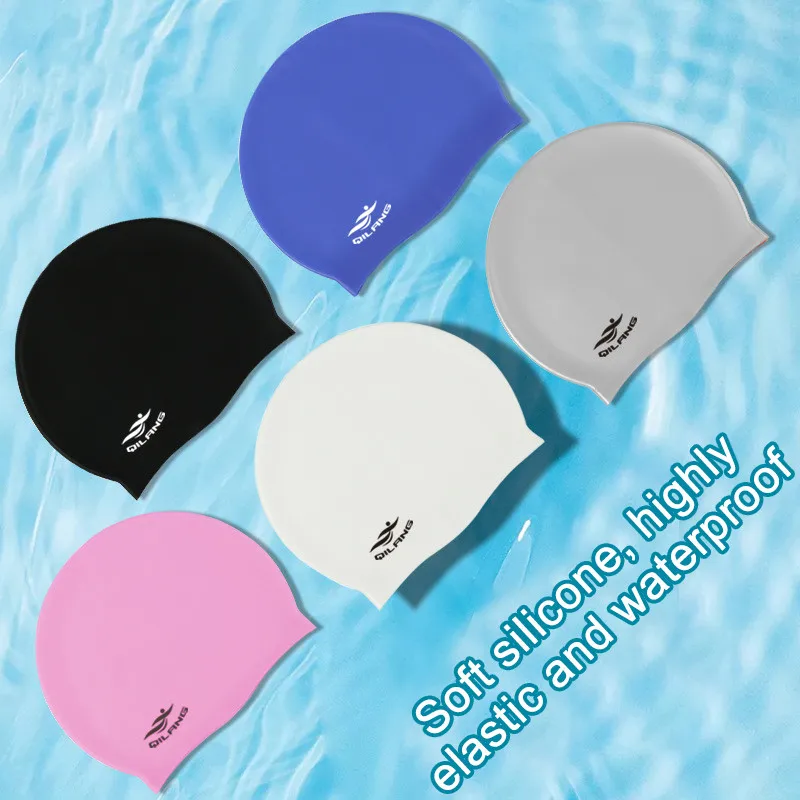 Swimming Caps For Men Women Children Free Size Elastic Nylon Ear Protection Long Hair Swimming Pool Hat Ultrathin Bathing Caps