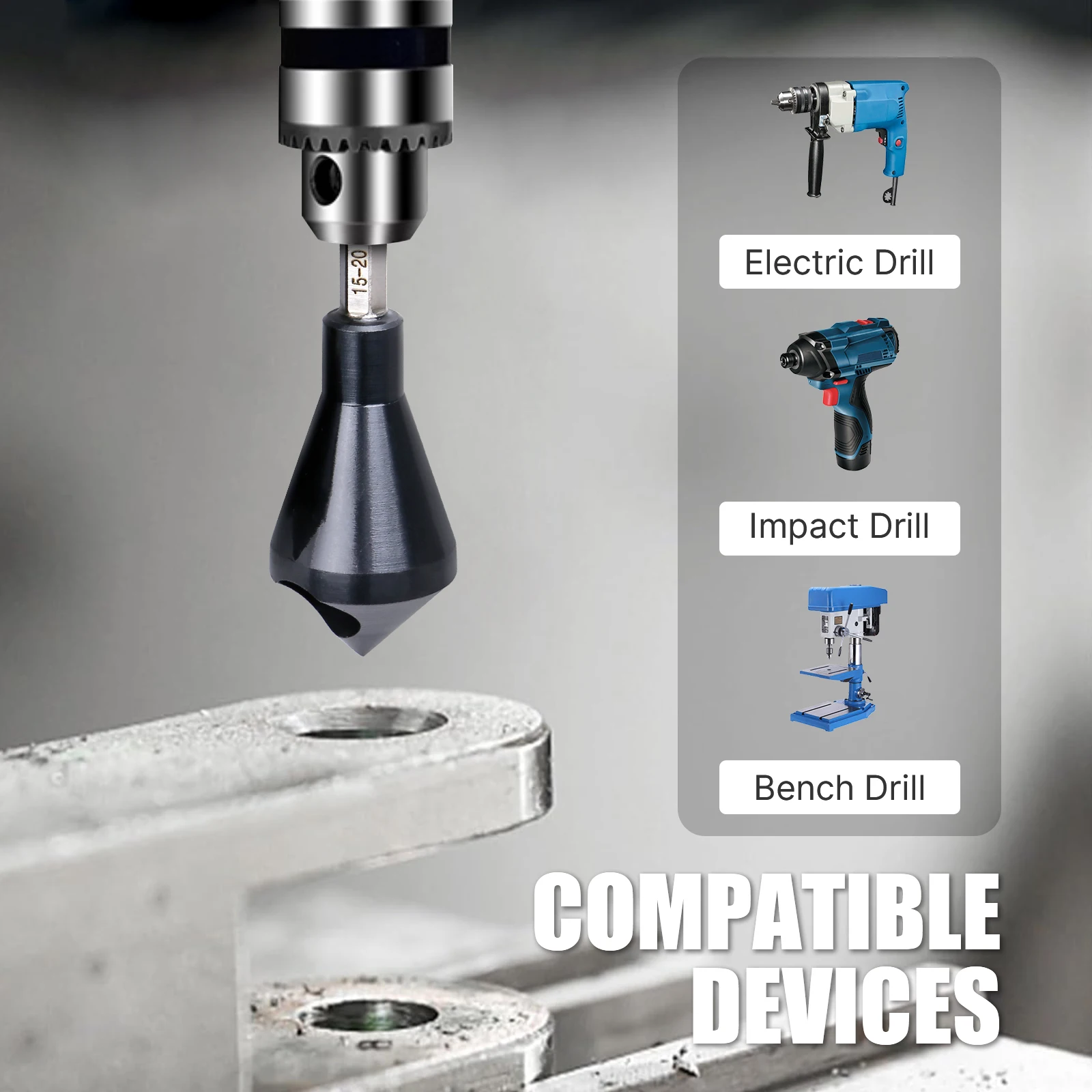 HEDA 1/4" Hex Shank HSS M35 Cobalt TiAlN Countersink Drill Bit 90 Degree Deburring Chamfering Hole Cutter For Stainless