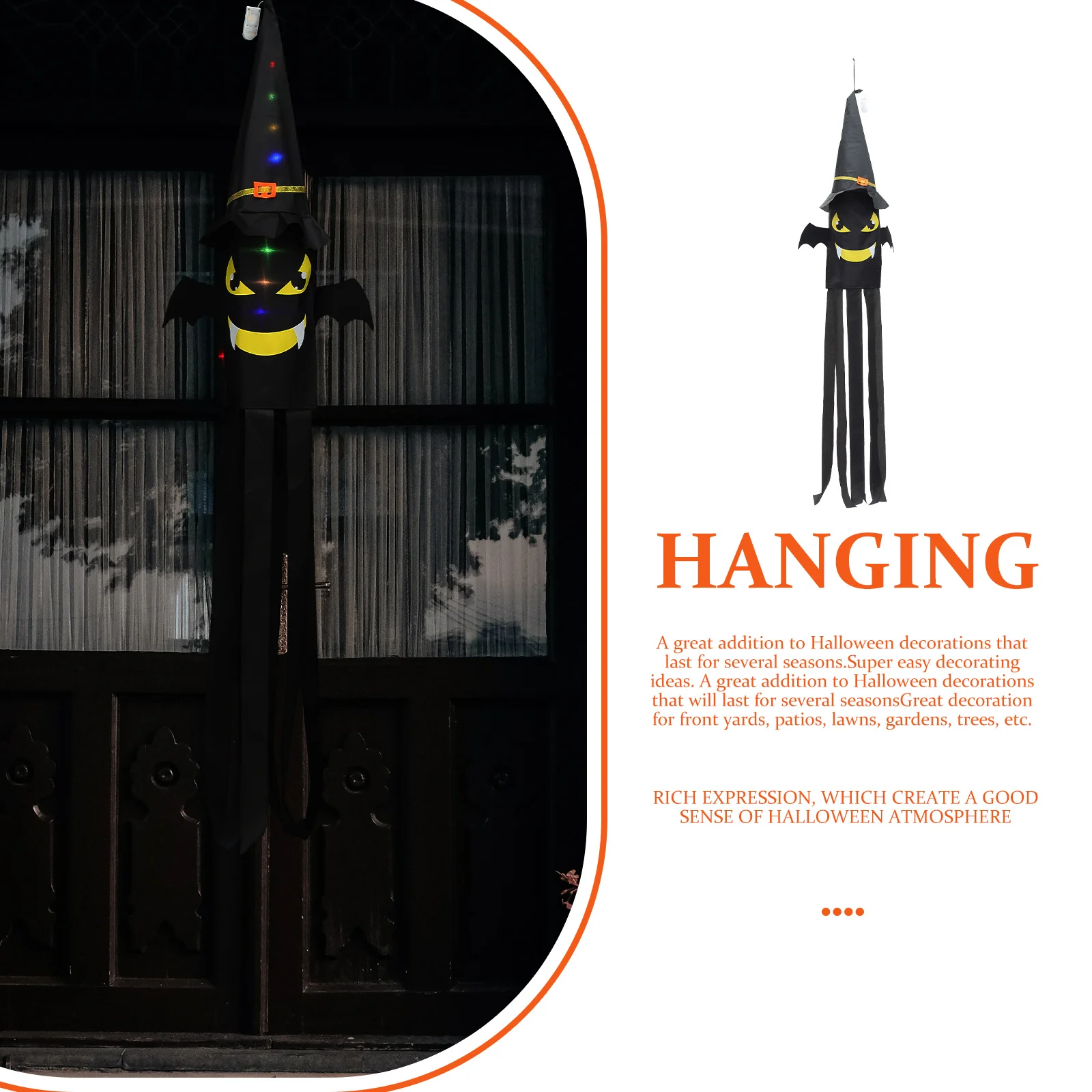 

Household Bat Flag Lighted Flocking Cloth Outdoor Garden Decor Yard Halloween Decorations