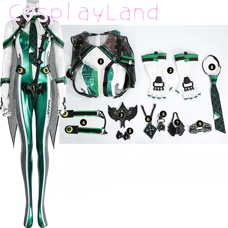 

Blade Eve Cosplay Costume Sexy Women Green Jumpsuit Halloween Female Christmas New Year Stellar Outfit Custom Size Eve Costume