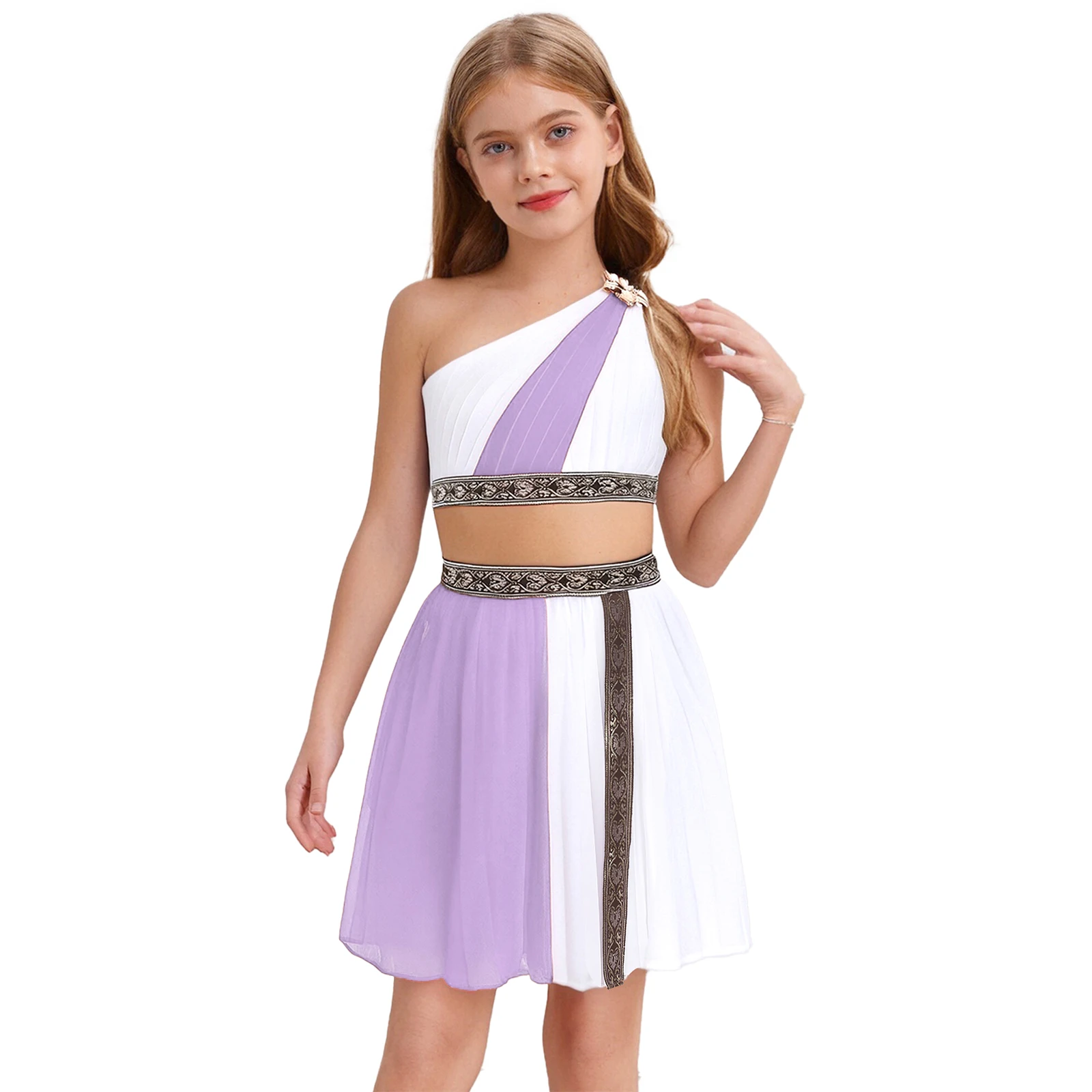 

Halloween Roman Greek Princess Role Play Crop Tops with Skirts Set Ancient Medieval Stylish Princess Performance Wear