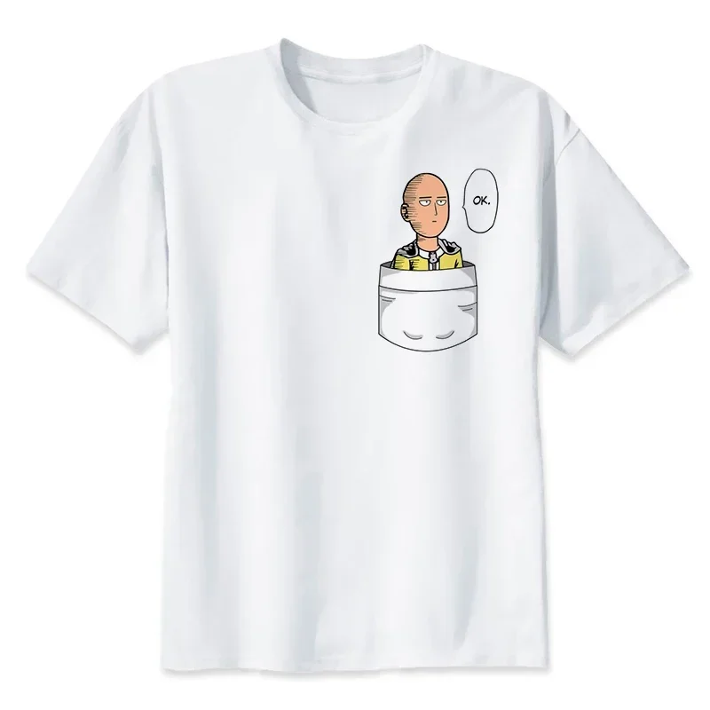 one punch man saitama t shirt men Summer japanese anime funny print T Shirt boy short sleeve with white color Fashion Top Tees