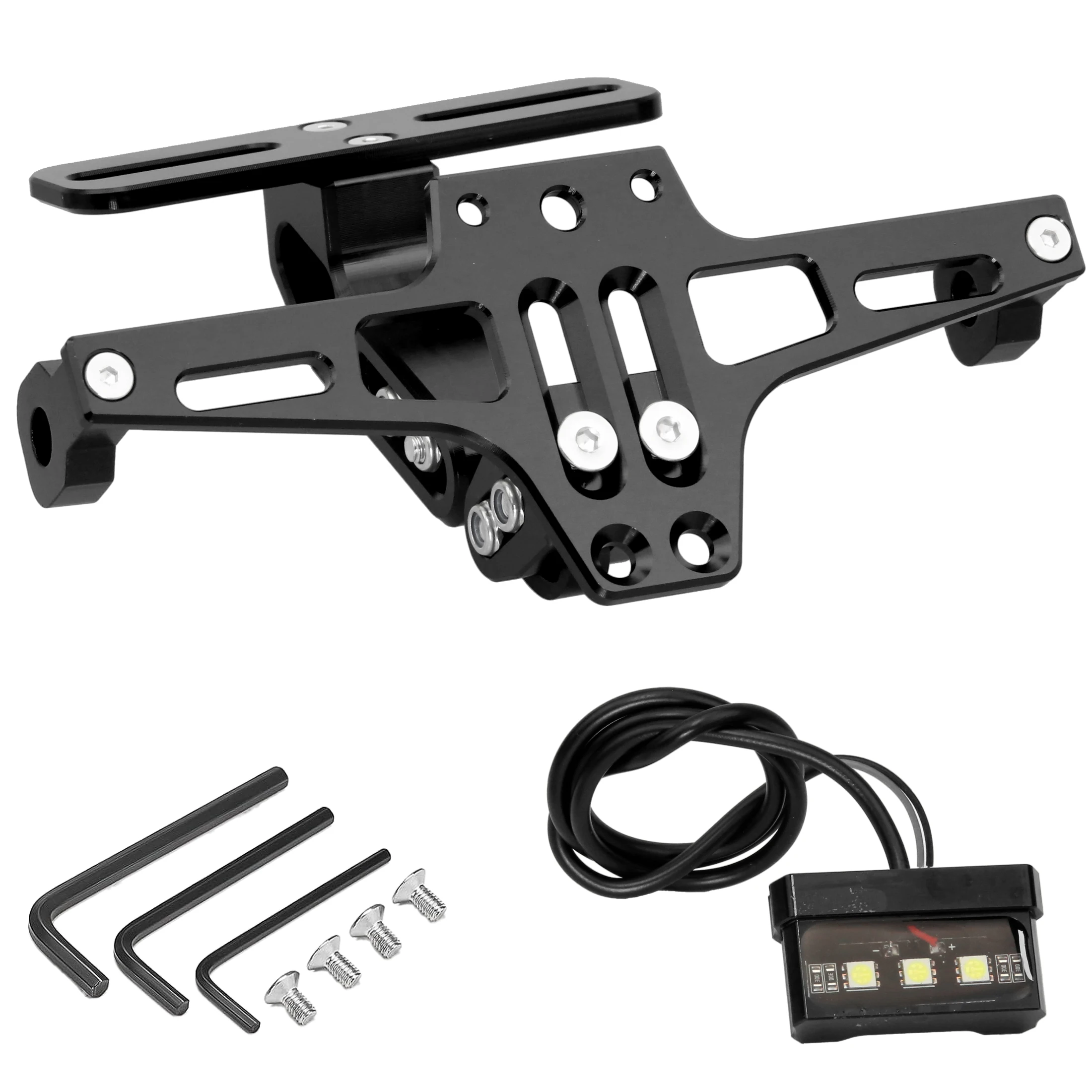 

Motorcycle License Plate Bracket Fender Eliminator With LED Light, CNC Aluminum Universal Motorcycle License Plate Holder Mount