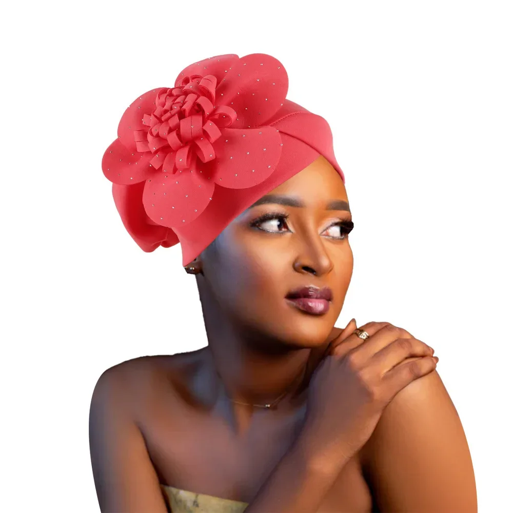 Pañuelo para la cabeza de Nigeria para fiestas de boda, turbante africano preformado para mujer, gorro con flores, bonete, hiyab, sombrero.