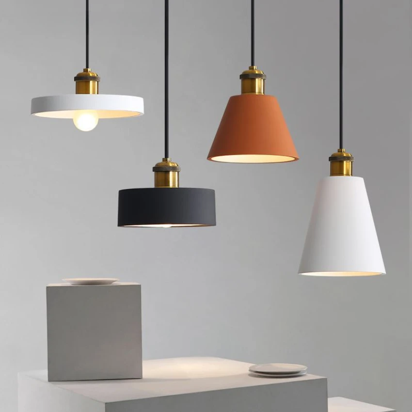 

Nordic LED Industrial Style Pendant Light Modern Simplicity Pedant Lamps Macaron Simple Dining Room Bedroom Bedside Hanging