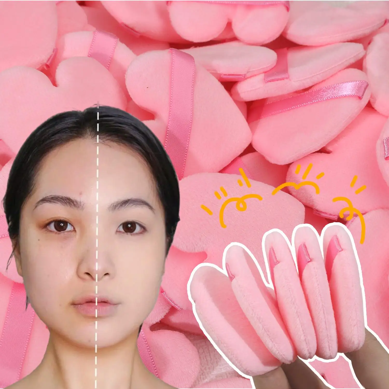 10 unids/set triángulo terciopelo polvo Puff cara cosmética belleza de ojos herramienta de maquillaje esponja reutilizable lavable Mini polvo Puff Accesorios