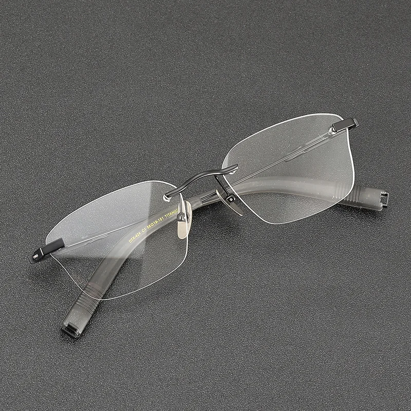 Square glasses frame DTX-424 Business elite men's frameless glasses can be customized Lens