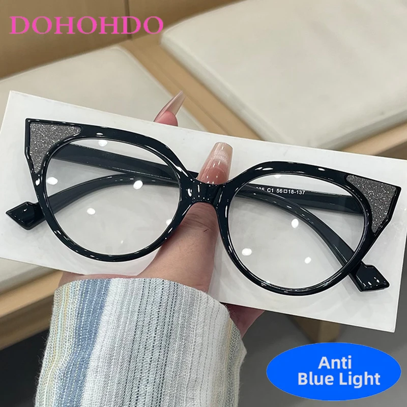 

Retro Luxury Designer Cat Eye Paillette Glasses Women Men Optical Spectacle Protection Computer Blue Light Blocking Eyeglasses