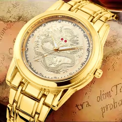 Classic men's watch New Year of the Dragon watch gold steel band 40mm men's watch gifts durable niche