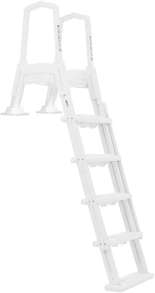 

Deluxe Incline Above Ground in-Pool Swimming Pool Ladder Pool Step Adjustable Ladder, White