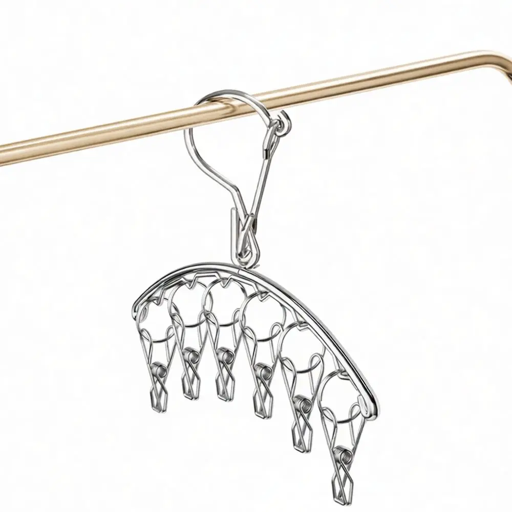 Heavy Duty Stainless Steel Clip Hanger For Laundry Drying Rack Multi Clips Sock Underwear Organizer Drying Household Tool
