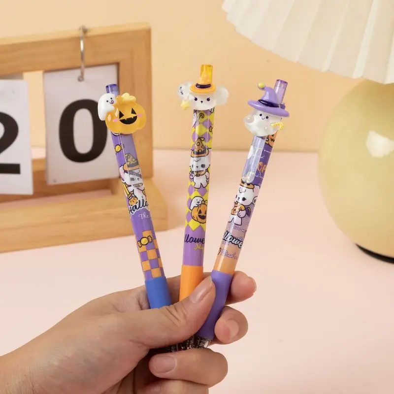 0.5mm Joyful Halloween Neutral Pen Cute Press Pen Resin Cartoon Styling Pen Decompression Student Neutral Pen Learning Supplies