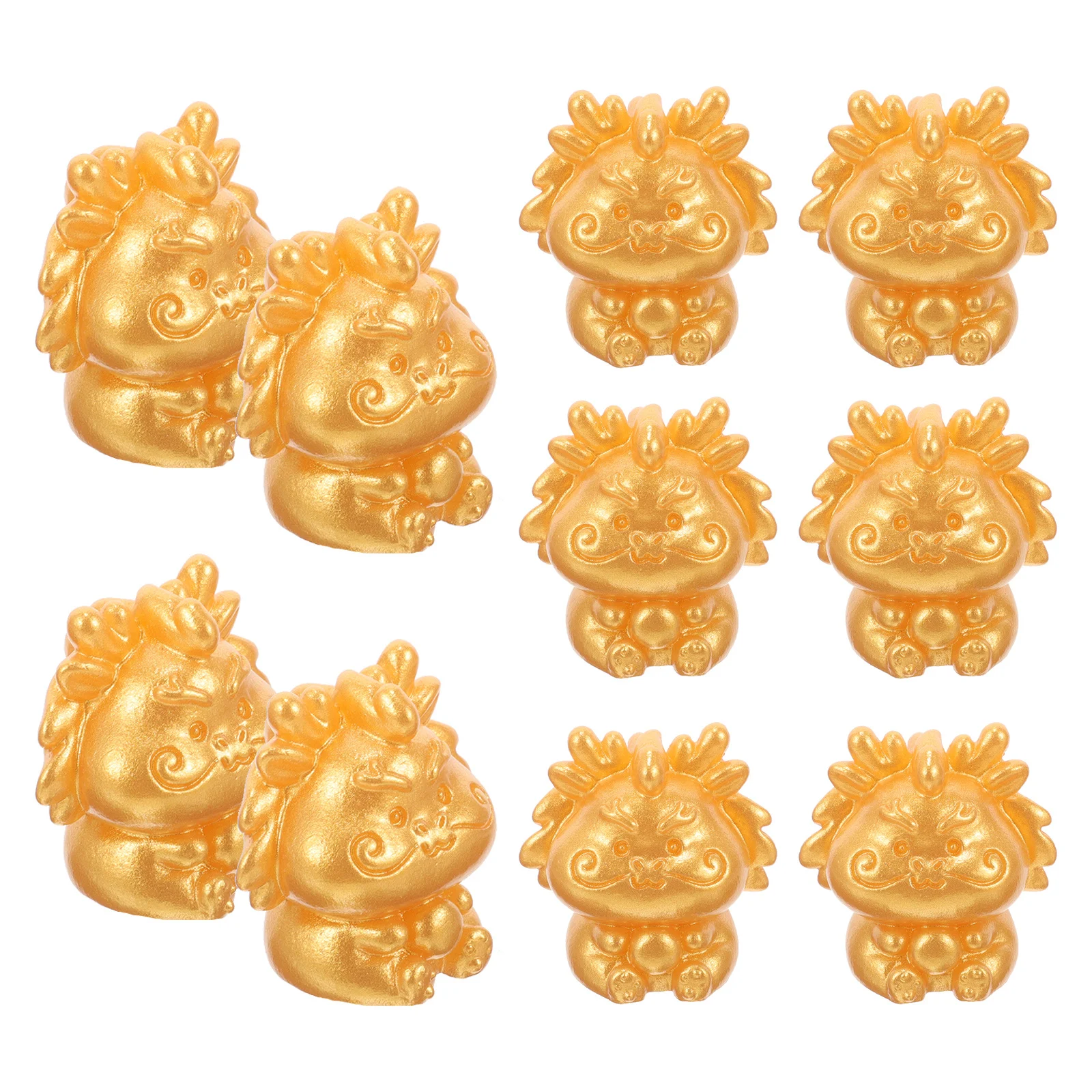 

10Pcs Gold Resin Dragon Ornaments Vintage Chinese Style Home Decoration Desktop Miniature Dragon Crafts for Office Garden Bar