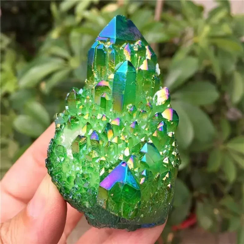 Racimo de cuarzo Aura verde de lujo, elegante decoración de piedra Natural para el hogar y la Oficina, regalo Ideal para el día de la independencia