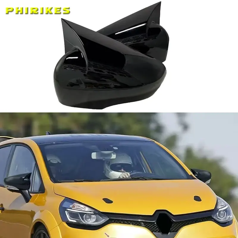 Bat Side Mirror Cover for Clio 4 IV 2012-2020 Renault Car Accessories RS GT Shiny Piano Black Tuning Auto Sport Bat Design