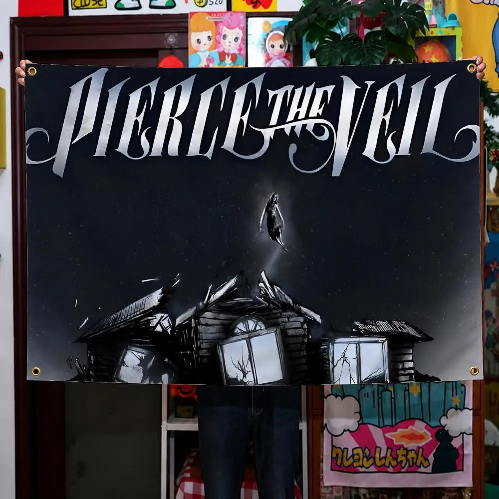 Band Pierce the Veil PTV Post-Hardcore Flags Wall Hanging Background Flag Wall Decor Banners for Outdoor Bedroom Dorm Room Decor