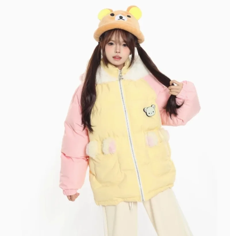 2024 New Winter Cute Hooded Japanese Original Cartoon Cotton Multitone Fashionable and Versatile Show Off Weight Clothe for Girl