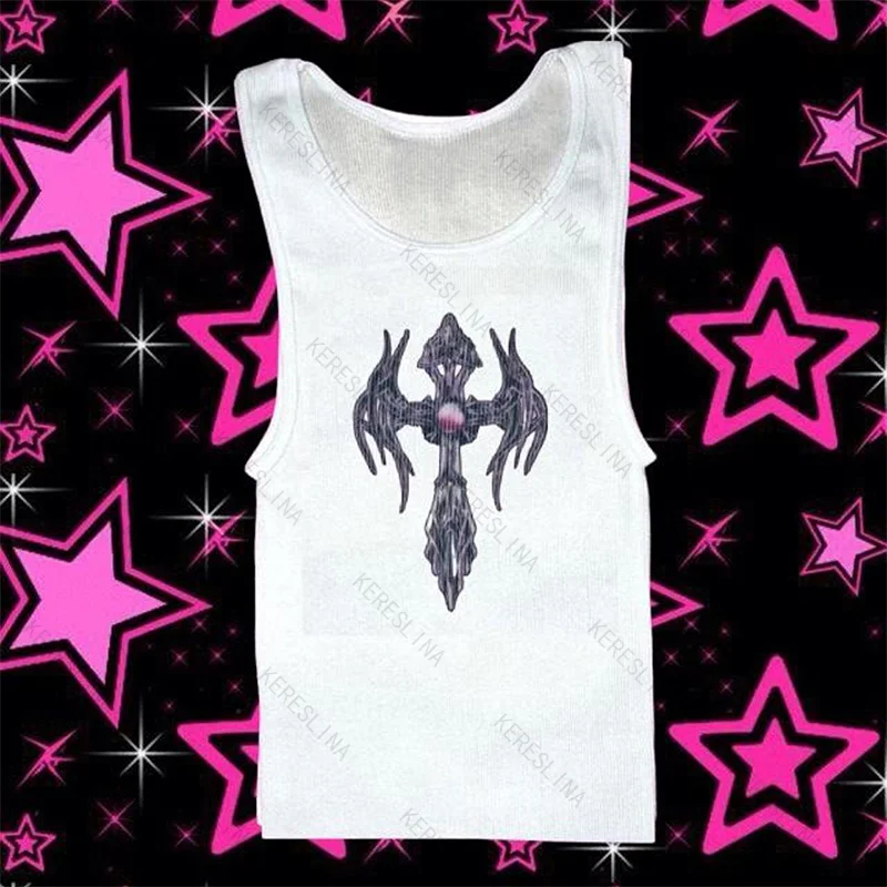 

Millennium subculture 2000s Vintage Harajuku sleeveless vest top summer classic comfortable casual high street style Halter top