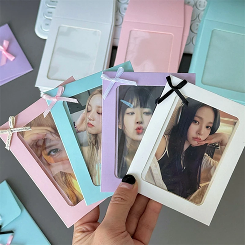 10pcs/pack Colored Kpop Toploader Card Photocard Sleeves Idol Photo Cards Protective Storage Bag Frame Photo Decorative Film