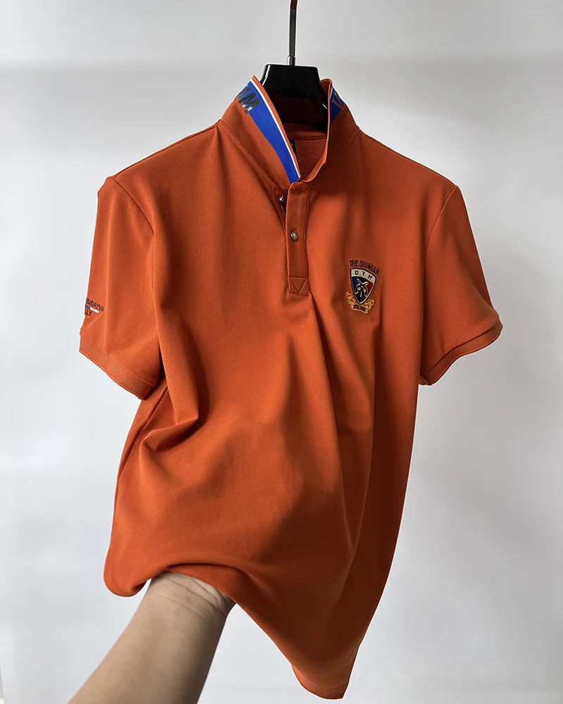Design Brand Men's Polo Shirt Lapel Letter Embroidery Short-sleeve Seamless T-shirt Summer New Business Fashion Trend Men's Wear