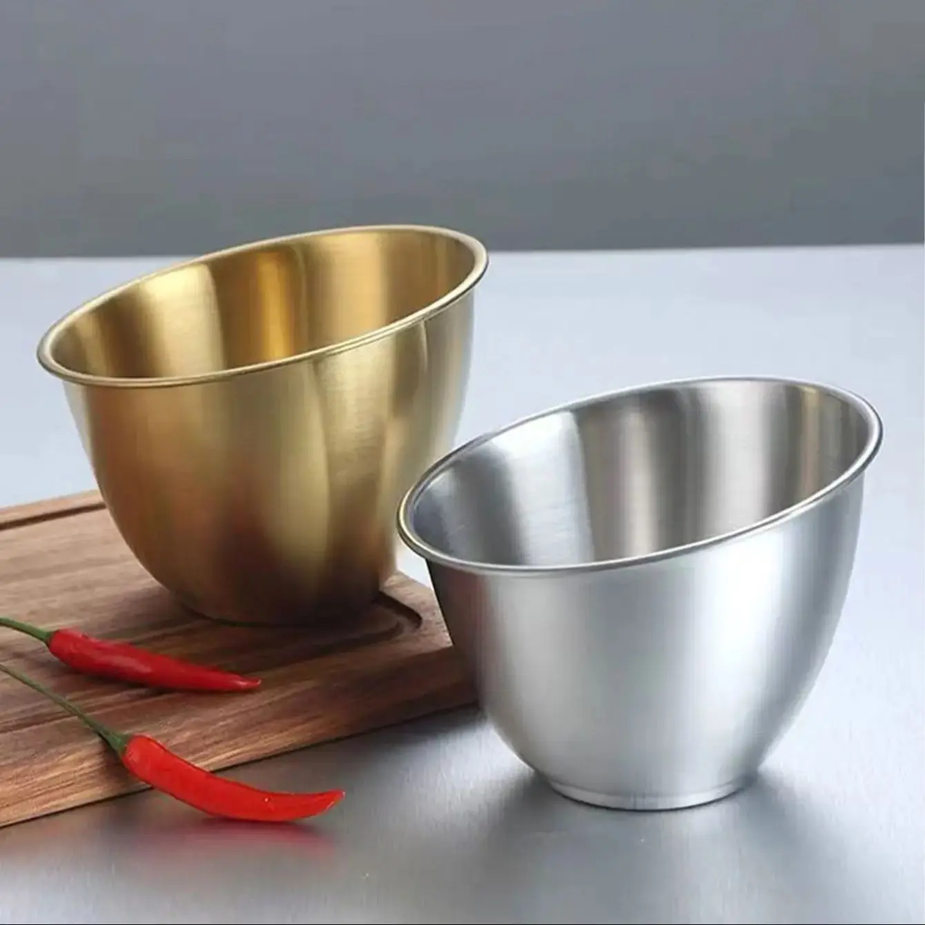 Stainless Steel Lettuce Bowl with Slanted Mouth, Commercial Use for Korean Bbq Restaurants, Hot Pot Restaurants, for Holding Lettuce, Vegetables, and Greens, Silver Color, 1 Piece