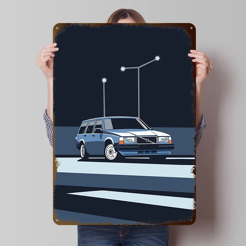 스포츠카 740 포스터 맞춤형 벽 장식 빈티지 금속 간판 레트로 틴 플라크 남성 공간 거실 장식 사무실 장식