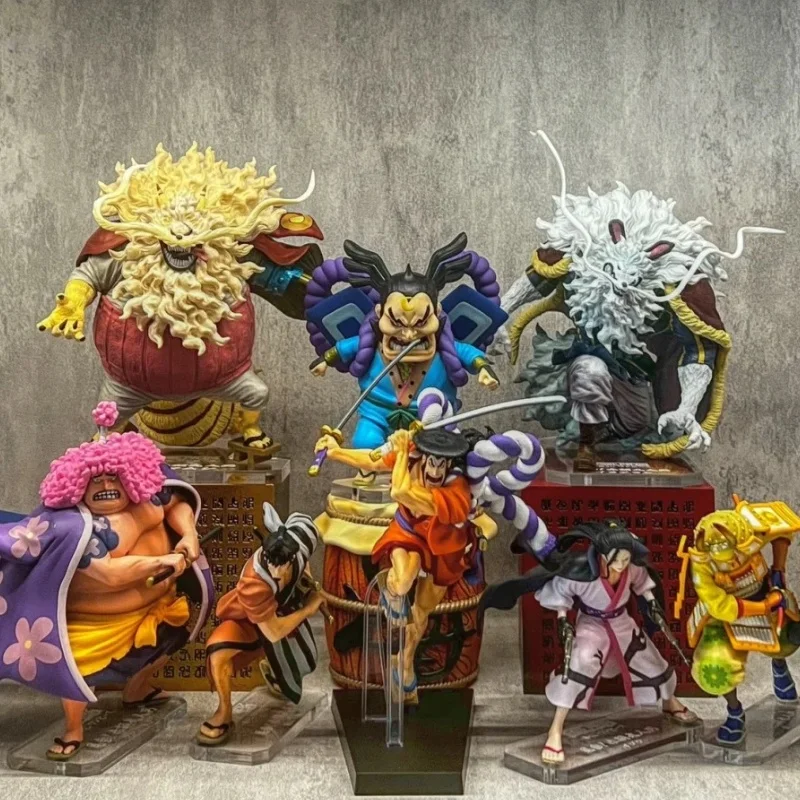 

Genuine Anime Figure One Piece Model The Nine Red Scabbards Kozuki Oden Kaido Kiku No Cheng Raizo Yizang DenjiroToys Xmas Gift