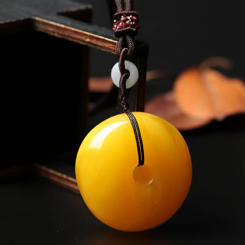 Online Popular Live Broadcast Supply Gift High Imitation Second Generation Pendant Water Drop Amber Beeswax Sweater Necklace Men