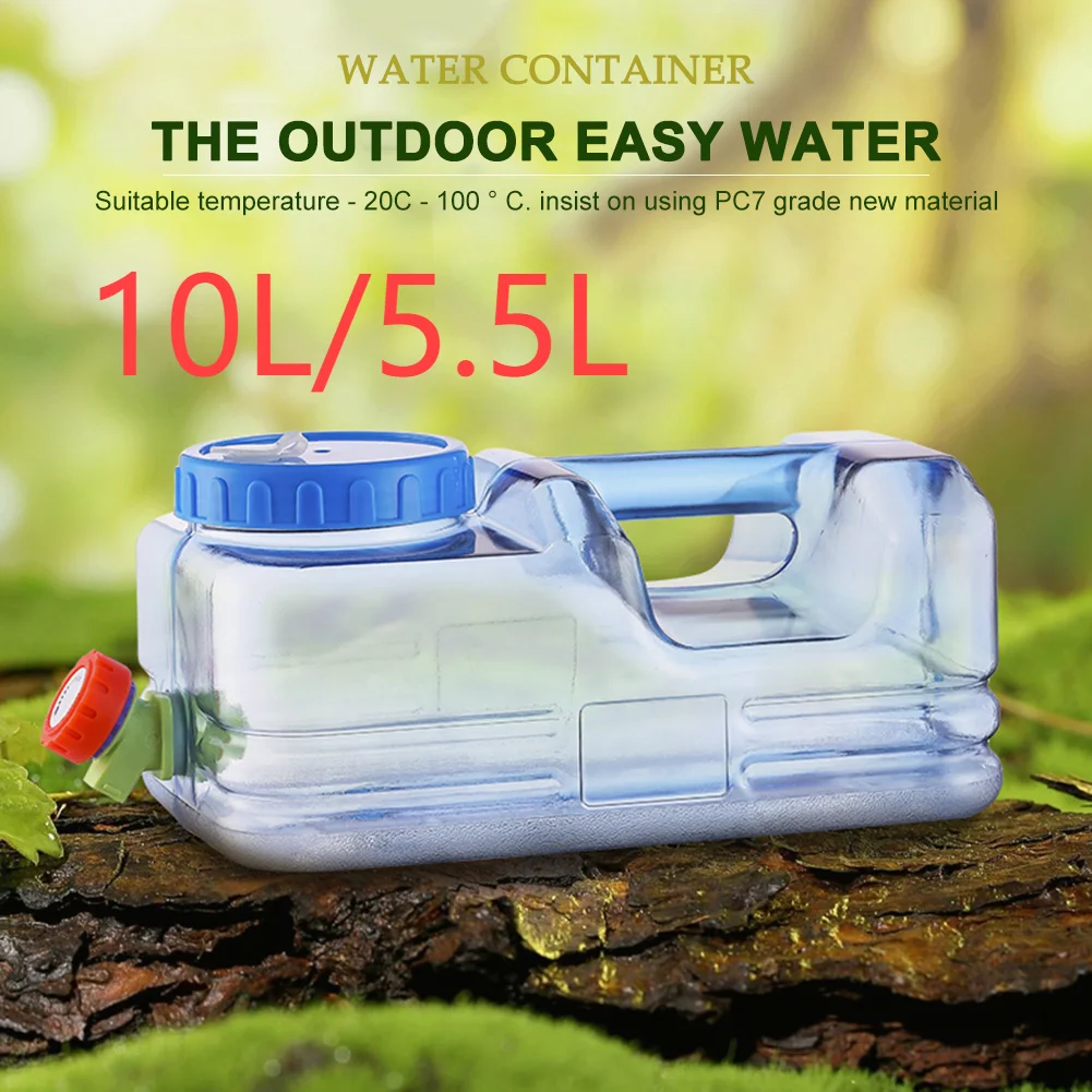 

10/5.5L Portable Water Bucket Driving Pure Water Tank Container with Faucet for Outdoor Camping Cooking Picnic Hiking