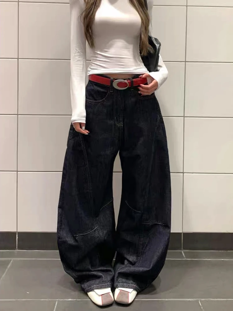 

Свободные широкие джинсы с высокой талией, прямой крой, повседневная уличная одежда в стиле ретро, спецодежда для мужчин и женщин