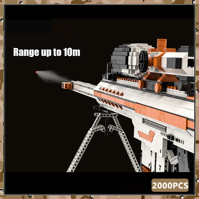 Firearms Series MOC Bricks M82A1 Bardot Gun Model Building Block With Stand Sight Set DIY Boy Education Toys Birthday Gifts