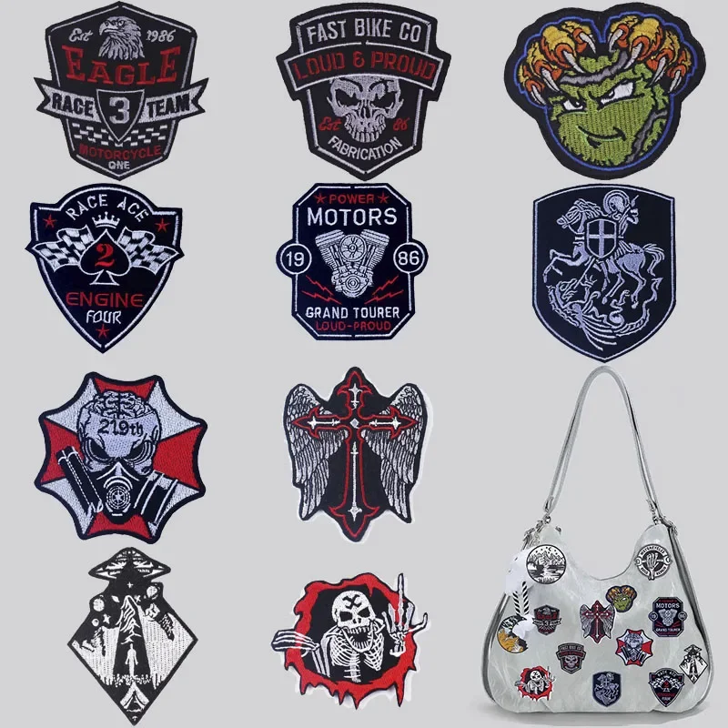 

Iron On Patches for Clothes Evil Spirit Clothing Stickers Fabric Sewing Embroidered Patch Thermal Adhesive Applique Fusible