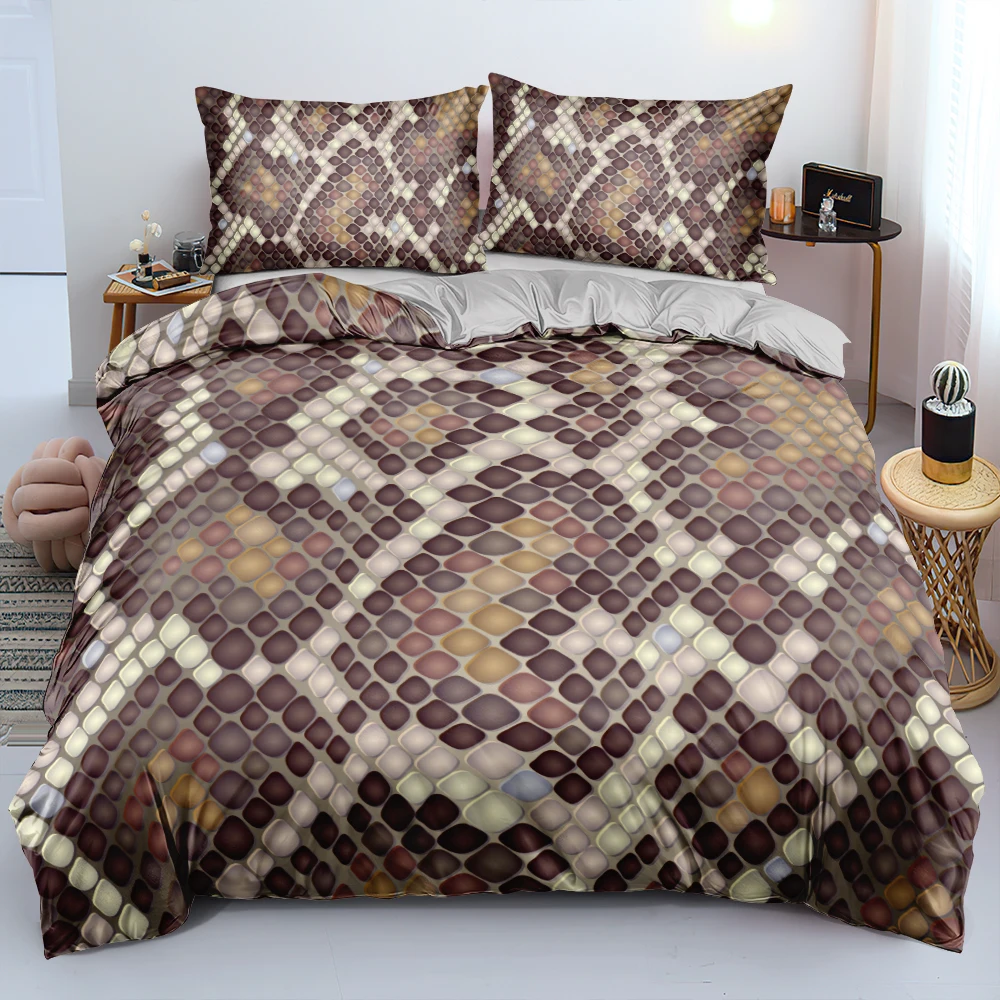 3D Colorful Snakeskin Duvet Cover Comforter Polyester Animal Skin Quilt Cover Twin Queen King Double Size Duvet Covers for Adult