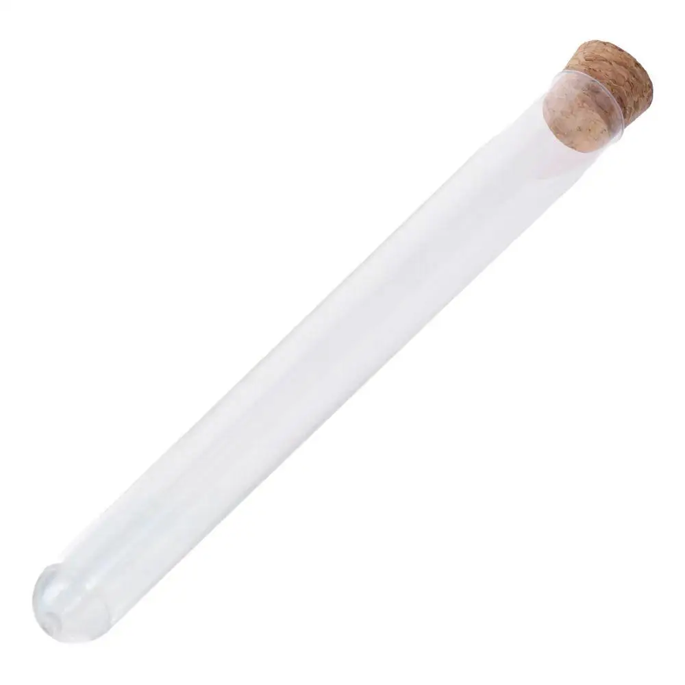 Wide Application with Cork Stoppers Plastic Test Tubes Round Base Container for Scientific Experiments Storage