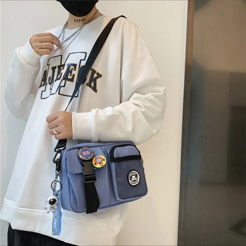 Kleine sneldrogende canvas schoudertas draagbare harajuku mannen crossbody tas rits zakje casual mobiele telefoon pack unisex