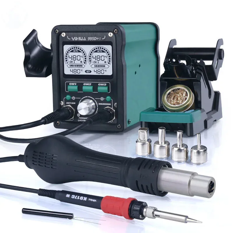 LED Digital Soldering Station 810W Hot Air Gun Rework Station YIHUA 995D+I 110W Electric Soldering Iron For Phone PCB IC SMD BGA