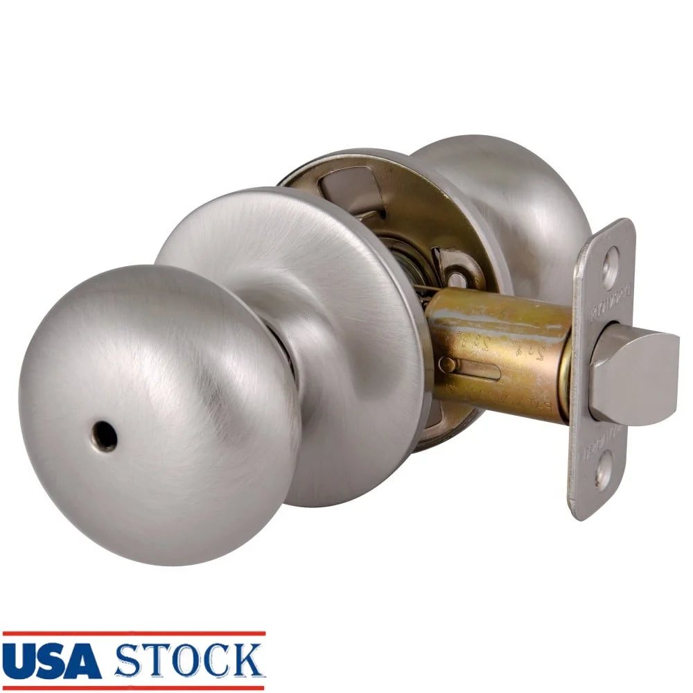 

Privacy Door Knob Satin Nickel Single Bed Bath Lock ANSI Grade-3 Residential Security Fits Standard Doors Easy Installation