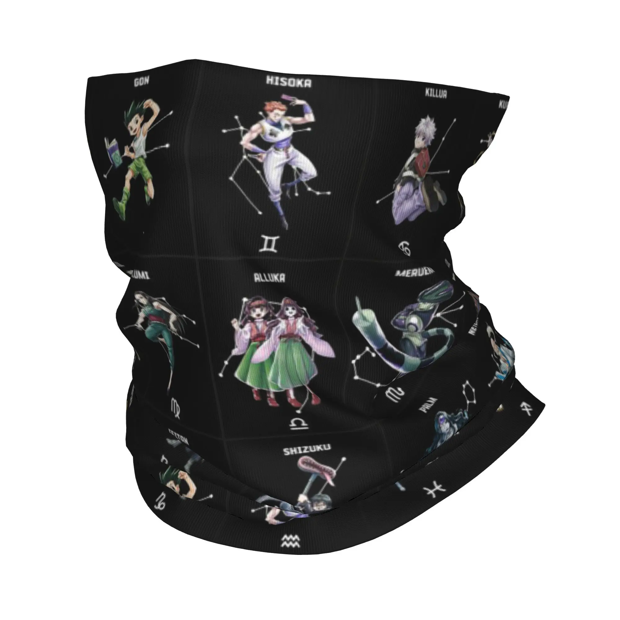 Bandana de cou imprimée avec le motif de l’anime Hunter X Hunter, écharpe magique multifonction, masque facial pour activités sportives de plein air, pour hommes et femmes, respirant.
