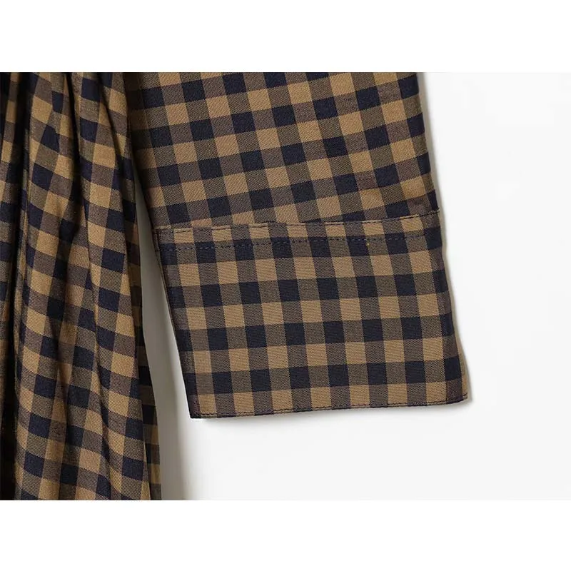 เดรสแฟชั่นผู้หญิงลายสก็อตปี 2025 ชุดเดรสยาวคอปกพร้อมเข็มขัด ชุดเดรสเก๋ไก๋ แขนยาว สไตล์ลำลอง สำหรับฤดูใบไม้ร่วง